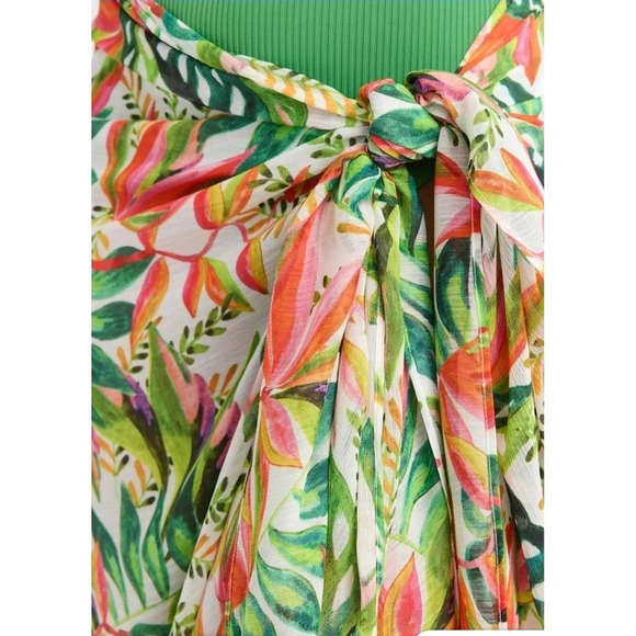 Tropical Floral Sarong Maxi Cover Up Swim Beach Pool Resort Vacation - Picture 2 of 4